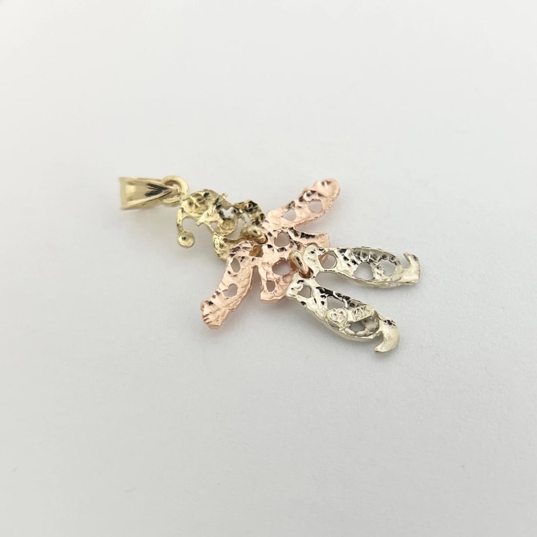 Vintage Tri-Color Clown Joker Pendant Charm 14K Yellow Rose White Gold, 1.72 Gr - 9