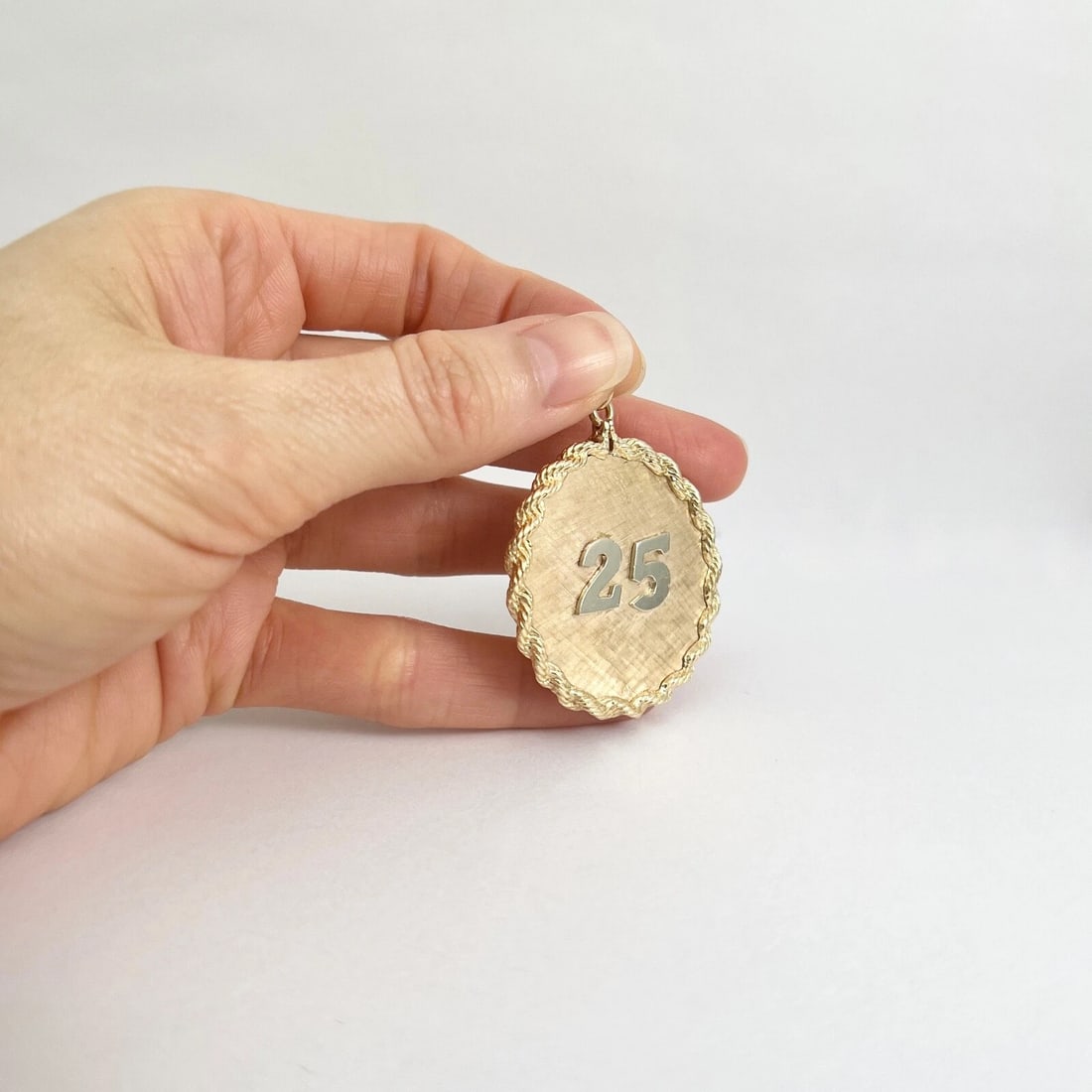 Vintage 25 Telephone Necklace Pendant Charm 14K Yellow Gold, 17.51 Grams - 6