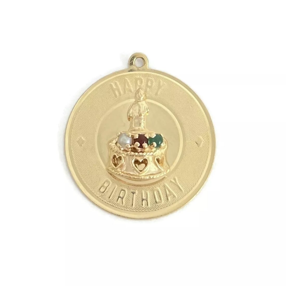 Vintage 1950's Happy Birthday Pendant Bracelet Charm 14K Yellow Gold, 5.01 Grams - 2