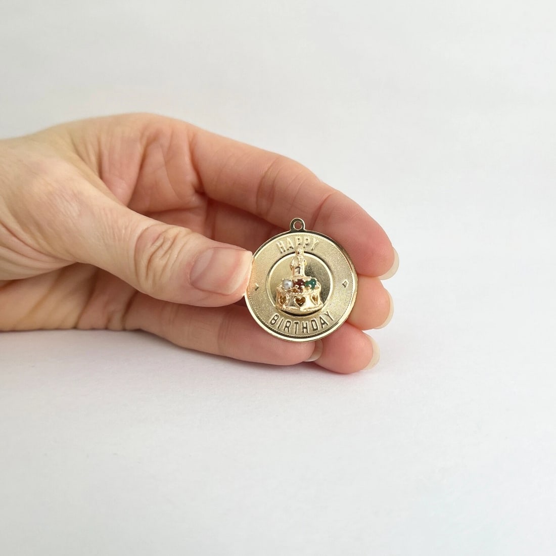Vintage 1950's Happy Birthday Pendant Bracelet Charm 14K Yellow Gold, 5.01 Grams - 3