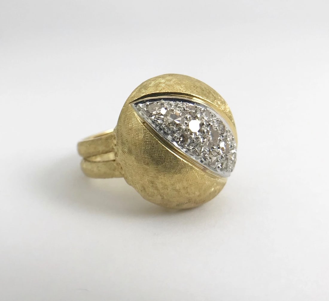 Vintage 1960's Diamond Dome Cocktail Ring 18K Yellow Gold, .40 CTW, 14.27 Grams - 9