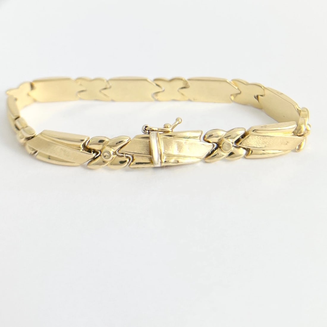Vintage Geometric Chain Link Bracelet 14K Yellow Gold, 7 Inches, 10.36 Grams - 7