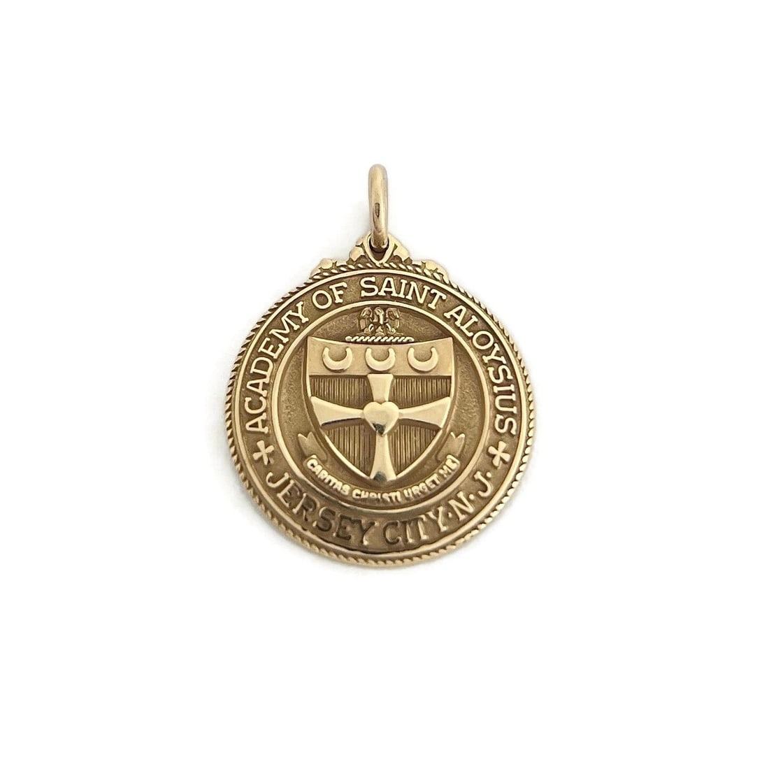 Vintage Academy of Saint Aloysius School Pendant Charm 10K Yellow Gold, 3.08 Gr: "Vintage Academy of Saint Aloysius School Pendant Charm 10K Yellow Gold, 3.08 Gr This is a lovely pendant from the Academy of Saint Aloysius, which was a private girls' high school in Jersey City, ope