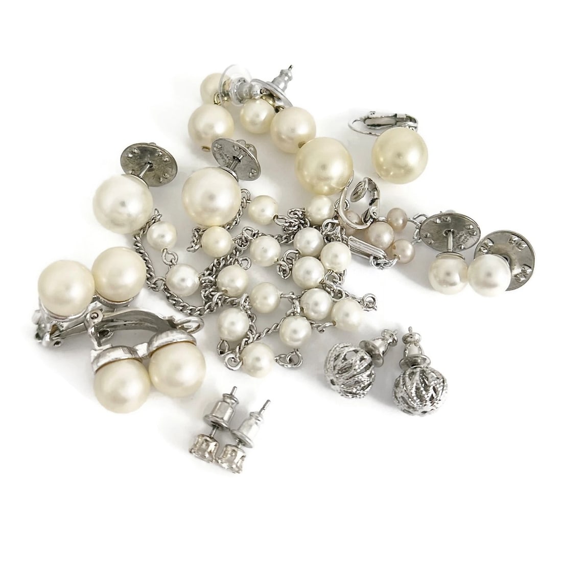 Vintage Estate Mixed Jewelry Lot, Pearls Gold-Plated More, 8 Pieces, 33.04 Grams - 2