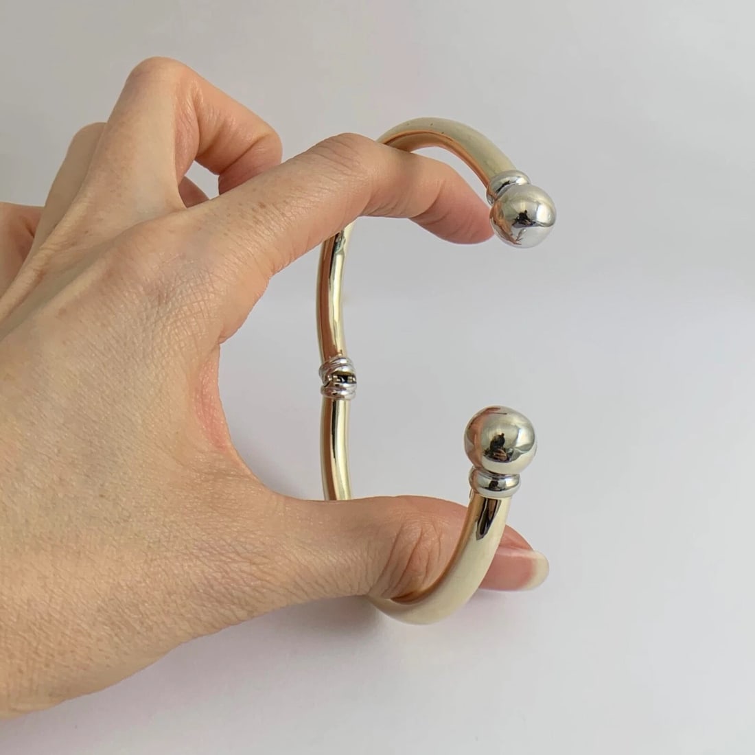 Vintage 1970's Two-Tone Wrap Bangle Bracelet 14K Yellow White Gold, 15.25 Grams - 3