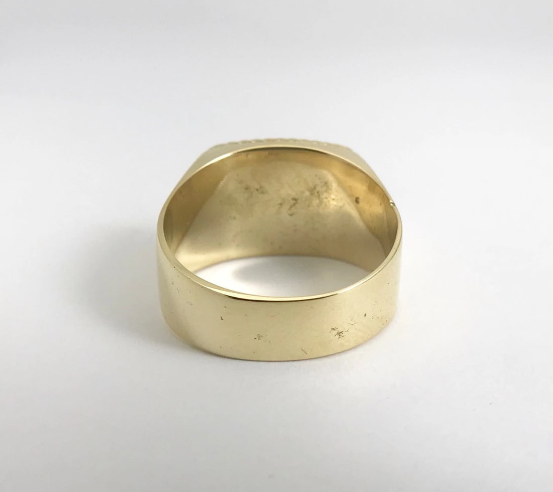 Vintage Men's Colombia Flat Top Ring 14K Yellow Gold, Size 10.25, 12.52 Grams - 11
