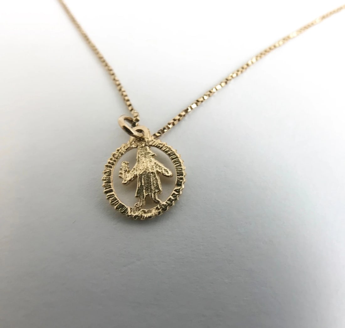 Vintage Arborist Tree Pendant Necklace 10K Yellow Gold 16 Inches, 2.44 Grams - 10