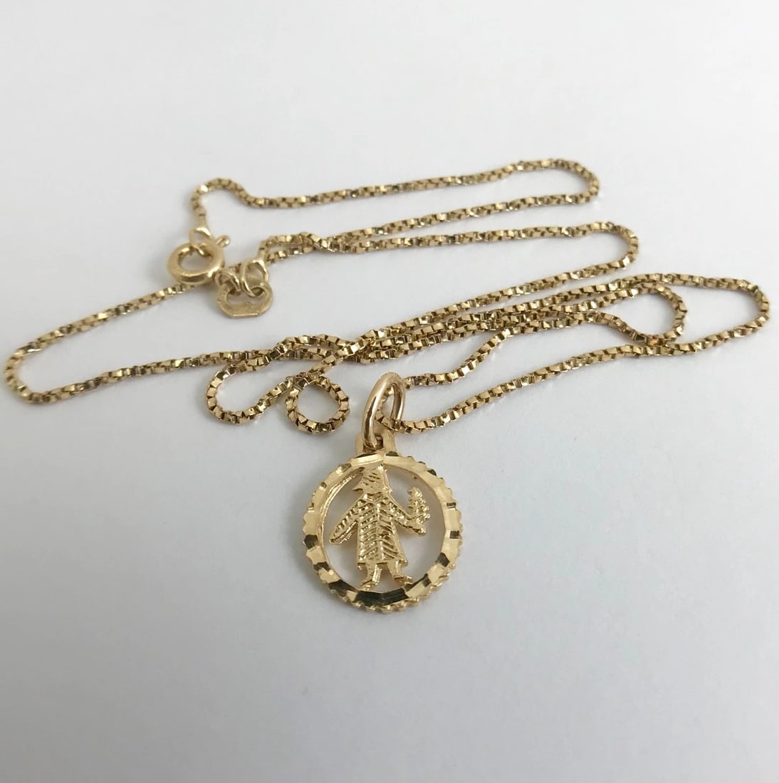 Vintage Arborist Tree Pendant Necklace 10K Yellow Gold 16 Inches, 2.44 Grams - 5