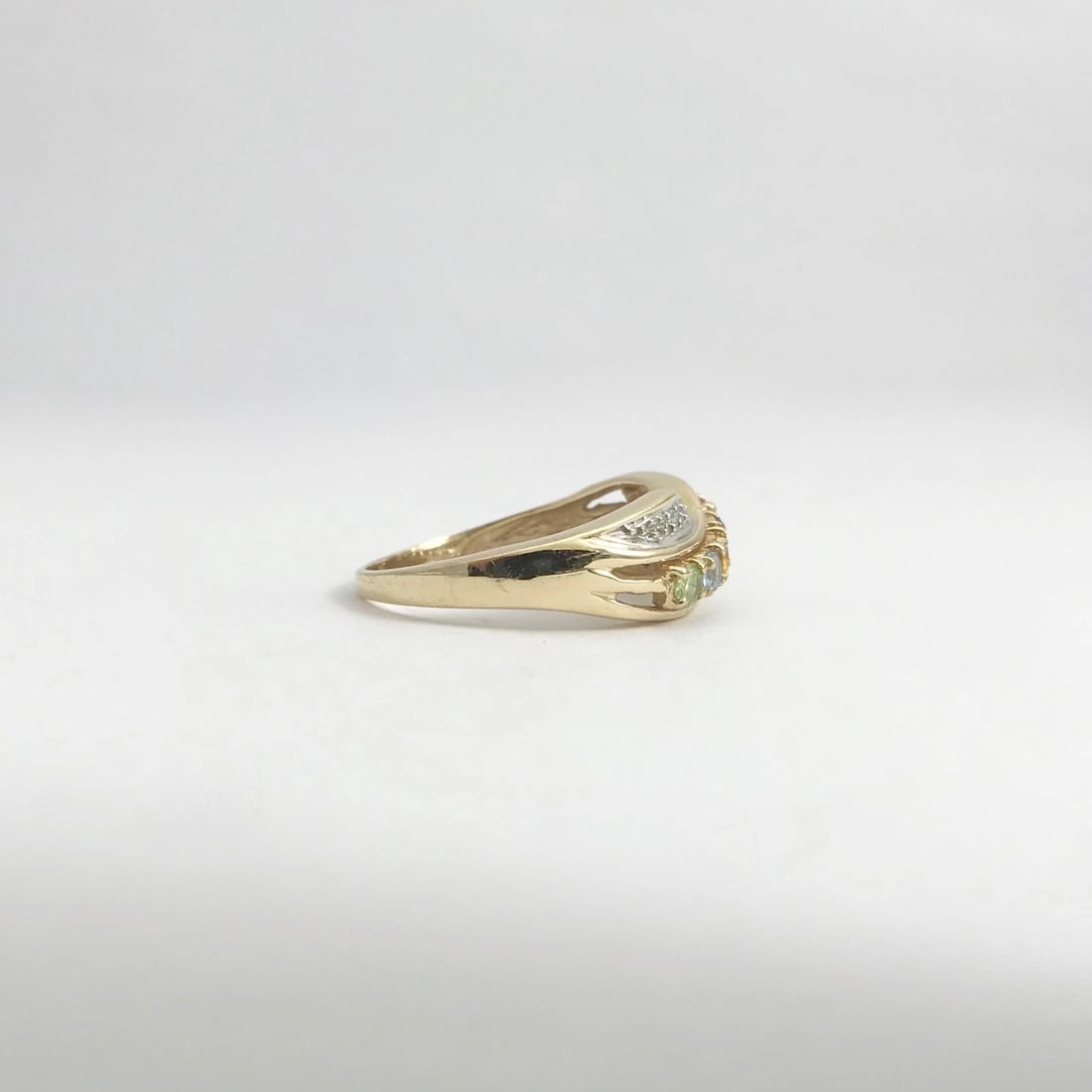 Vintage Peridot Topaz Citrine Multicolored Gemstone Ring 14K Yellow Gold 3.71 Gr - 10