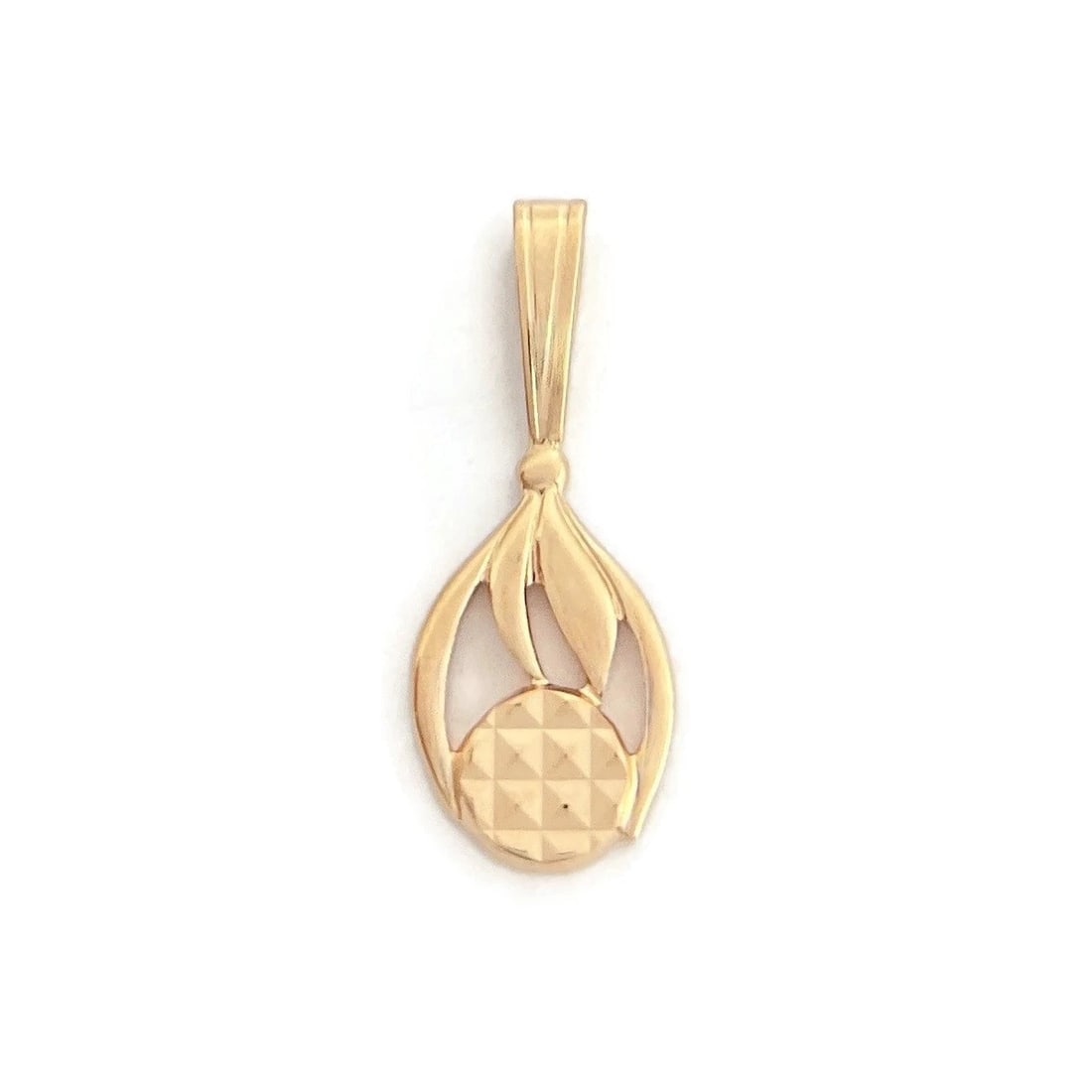 Vintage Teardrop Necklace Pendant Charm 14K Pink Rose Gold, 1.18 Grams - 2