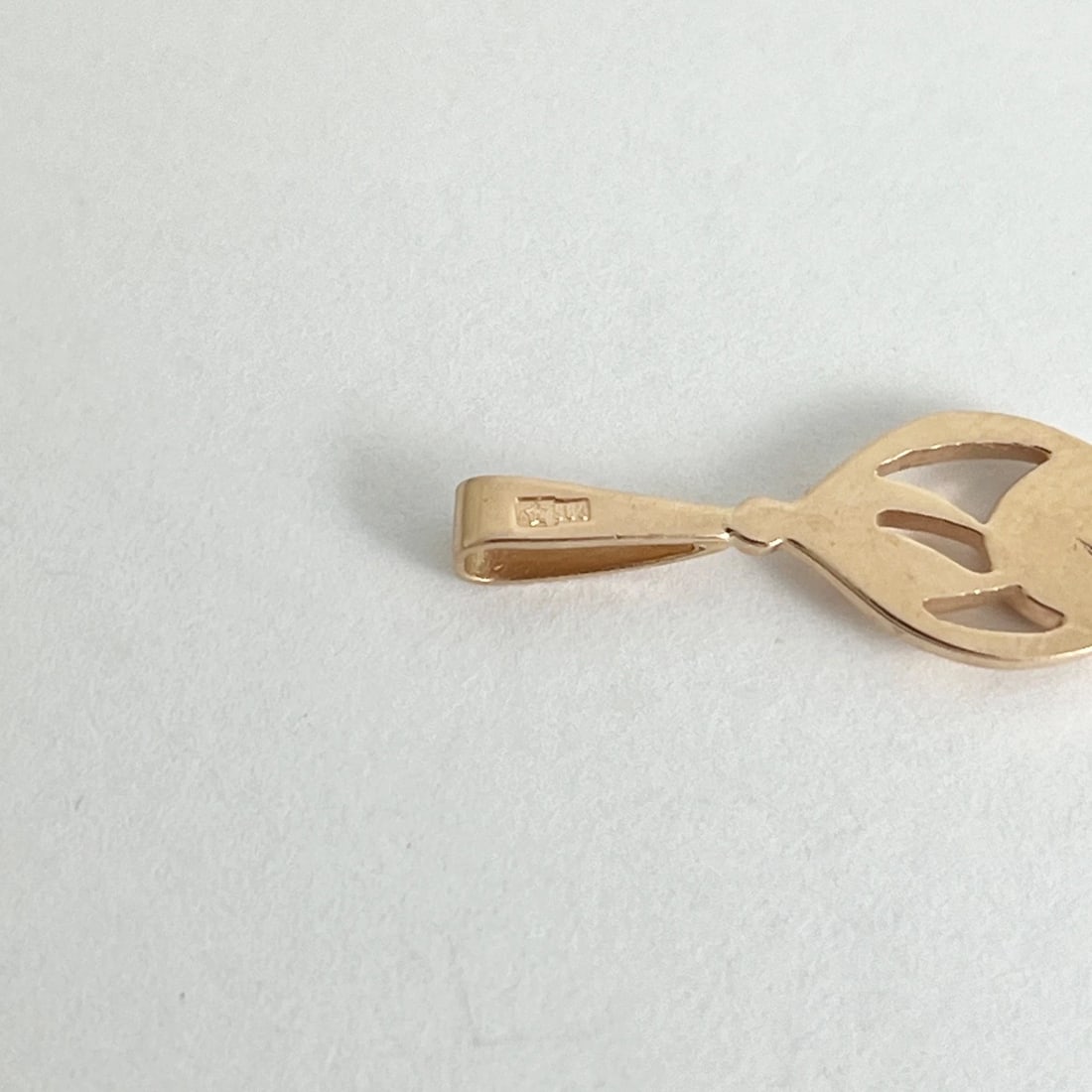 Vintage Teardrop Necklace Pendant Charm 14K Pink Rose Gold, 1.18 Grams - 8