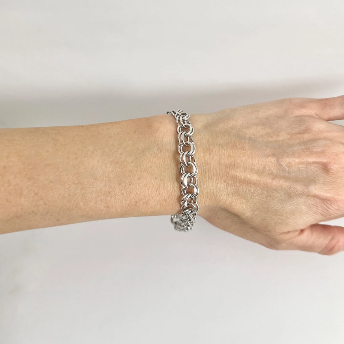 Vintage Elco Open Curb Chain Link Bracelet for Charms Sterling Silver, 16.20 Gr - 4