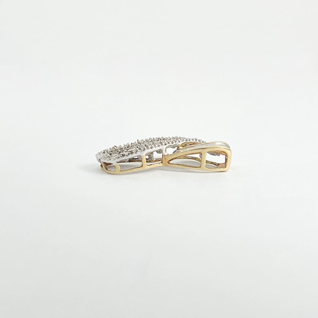 Vintage Diamond Awareness Ribbon Necklace Pendant 10K Yellow Gold, 2.03 Grams - 6