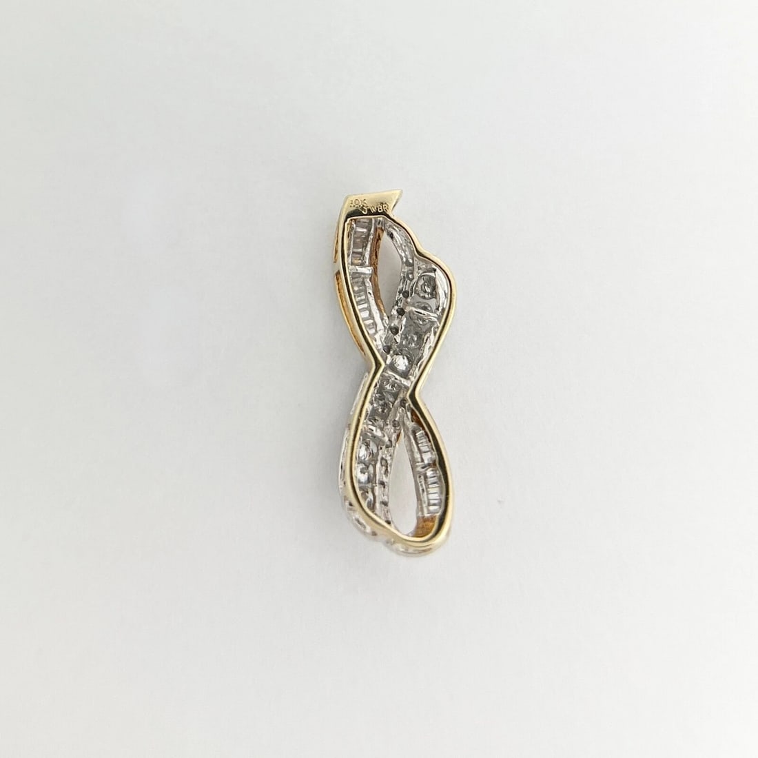 Vintage Diamond Awareness Ribbon Necklace Pendant 10K Yellow Gold, 2.03 Grams - 8