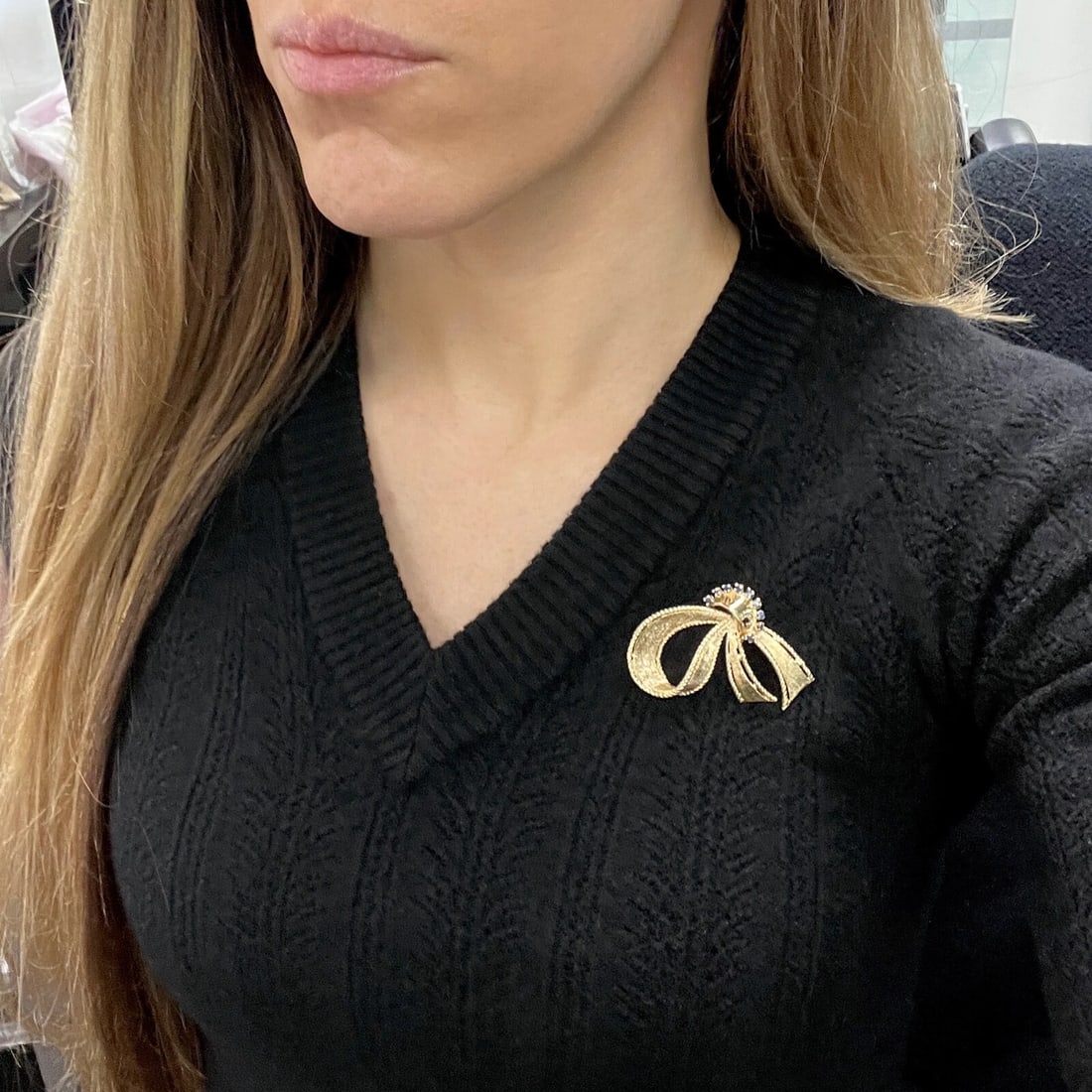 Vintage 1940's 1950's Sapphire Ribbon Bow Brooch 14K Yellow Gold, 10.54 Grams - 6