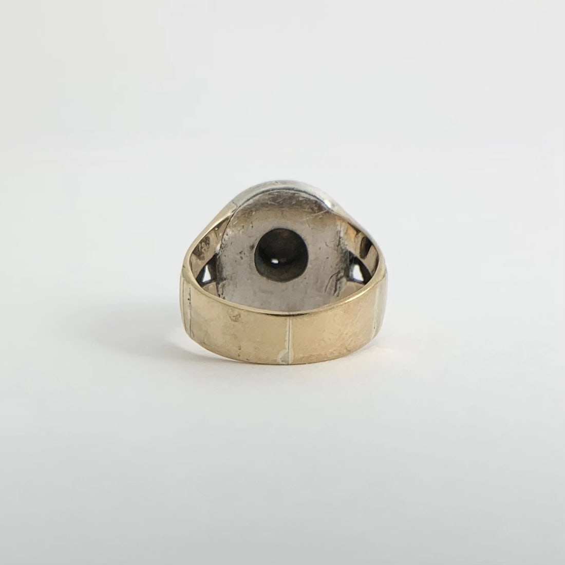 Antique Victorian Pave Green Diamond Round Ring 14K Yellow Gold Silver, 6.44 Gr - 10