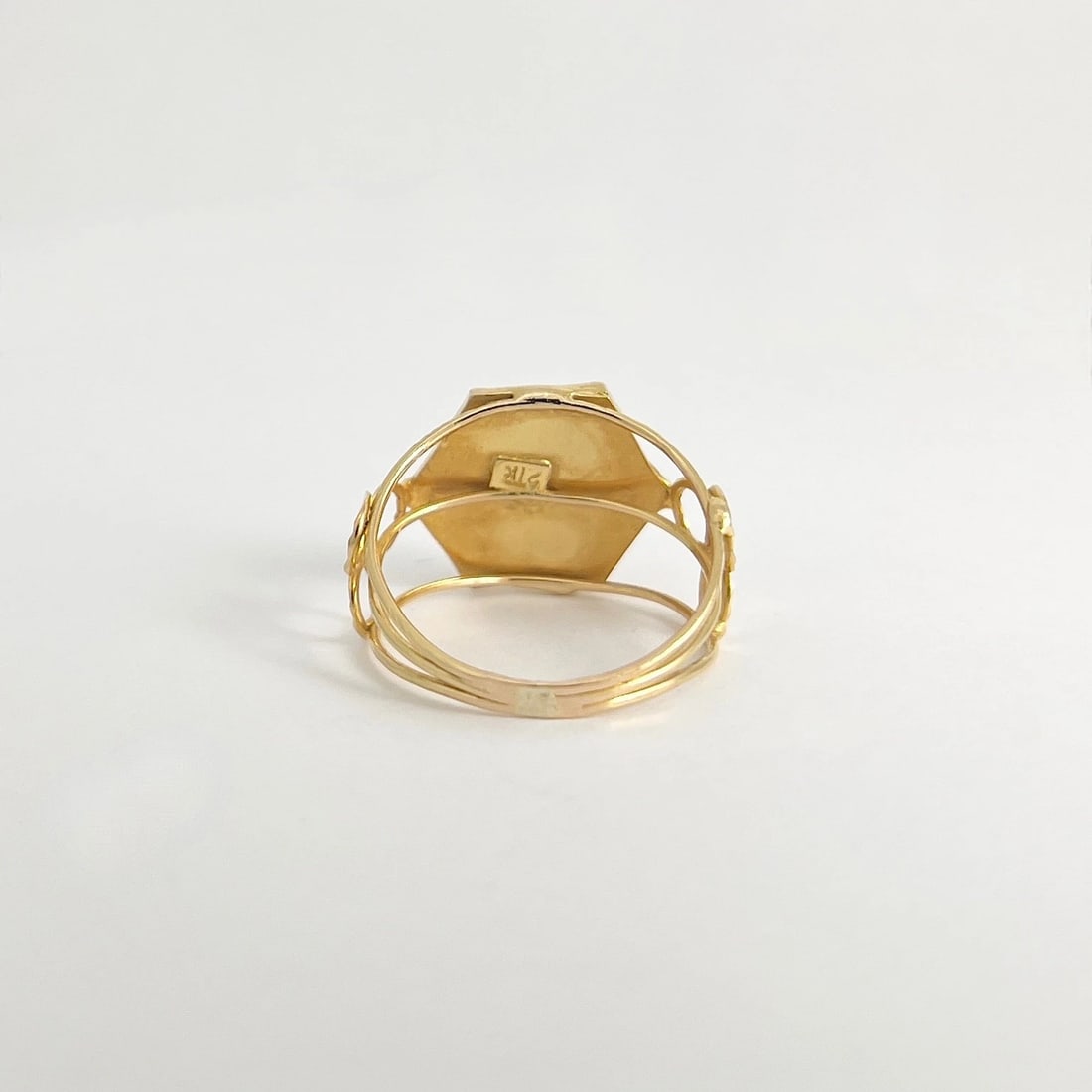 Vintage Filigree Swirl Geometric Statement Ring 18K Yellow Gold, 3.30 Grams - 7
