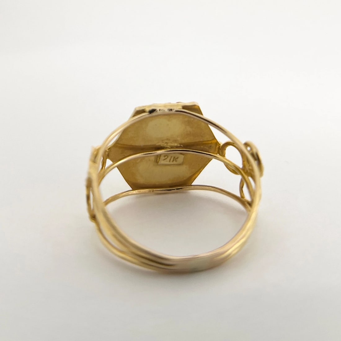 Vintage Filigree Swirl Geometric Statement Ring 18K Yellow Gold, 3.30 Grams - 8