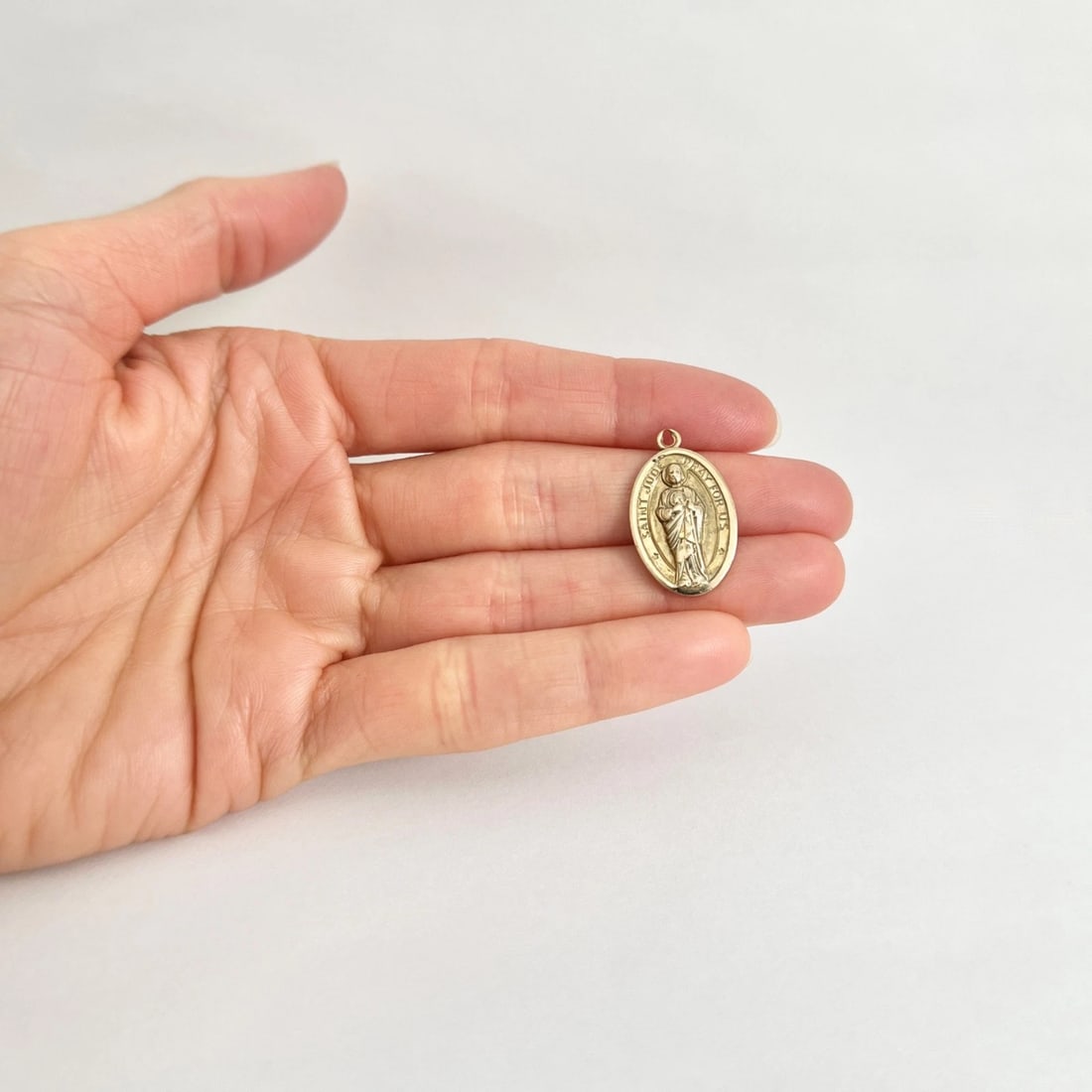 Vintage Saint Jude Pray for Us Charm Necklace Pendant 10K Yellow Gold, 3.33 Gram - 5