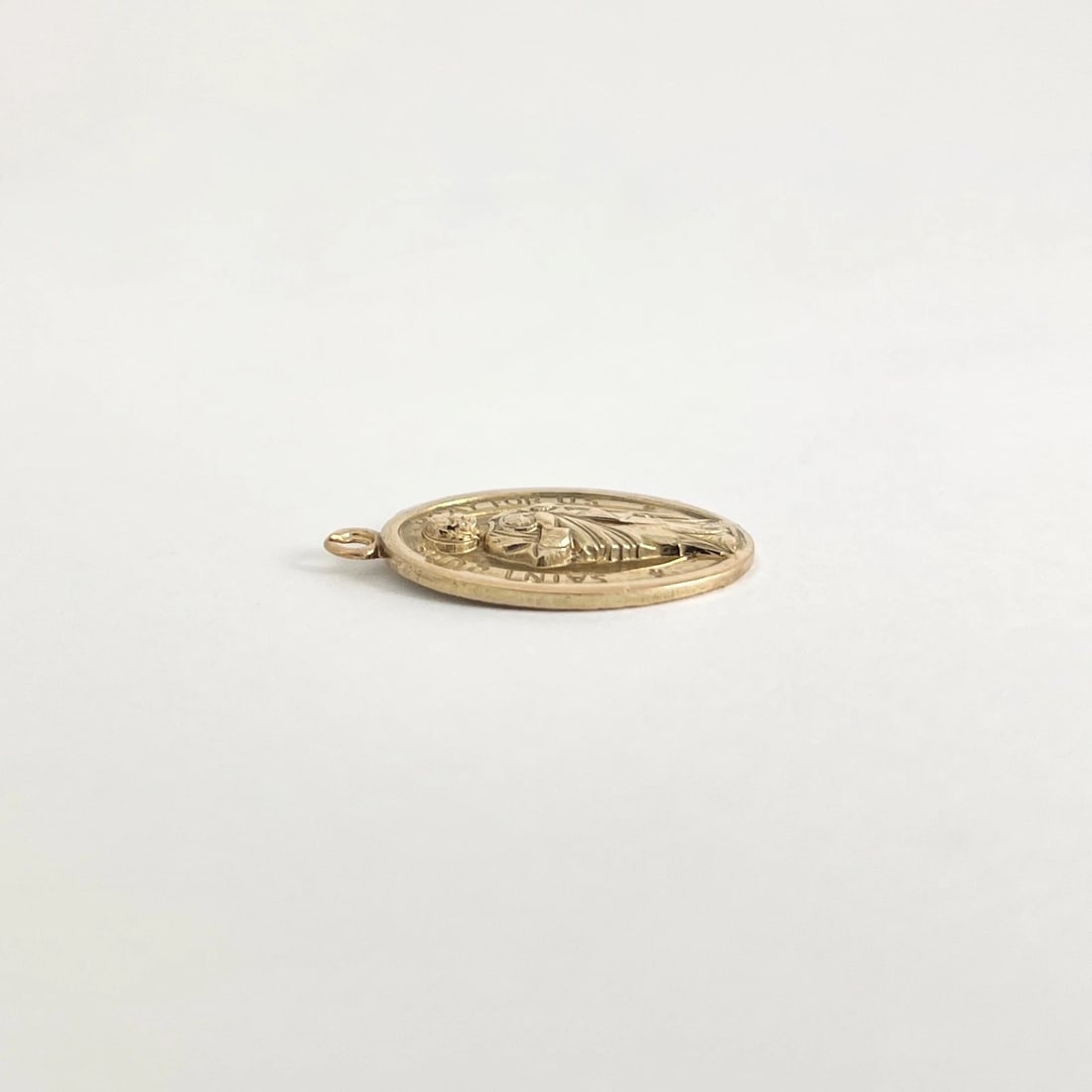 Vintage Saint Jude Pray for Us Charm Necklace Pendant 10K Yellow Gold, 3.33 Gram - 6