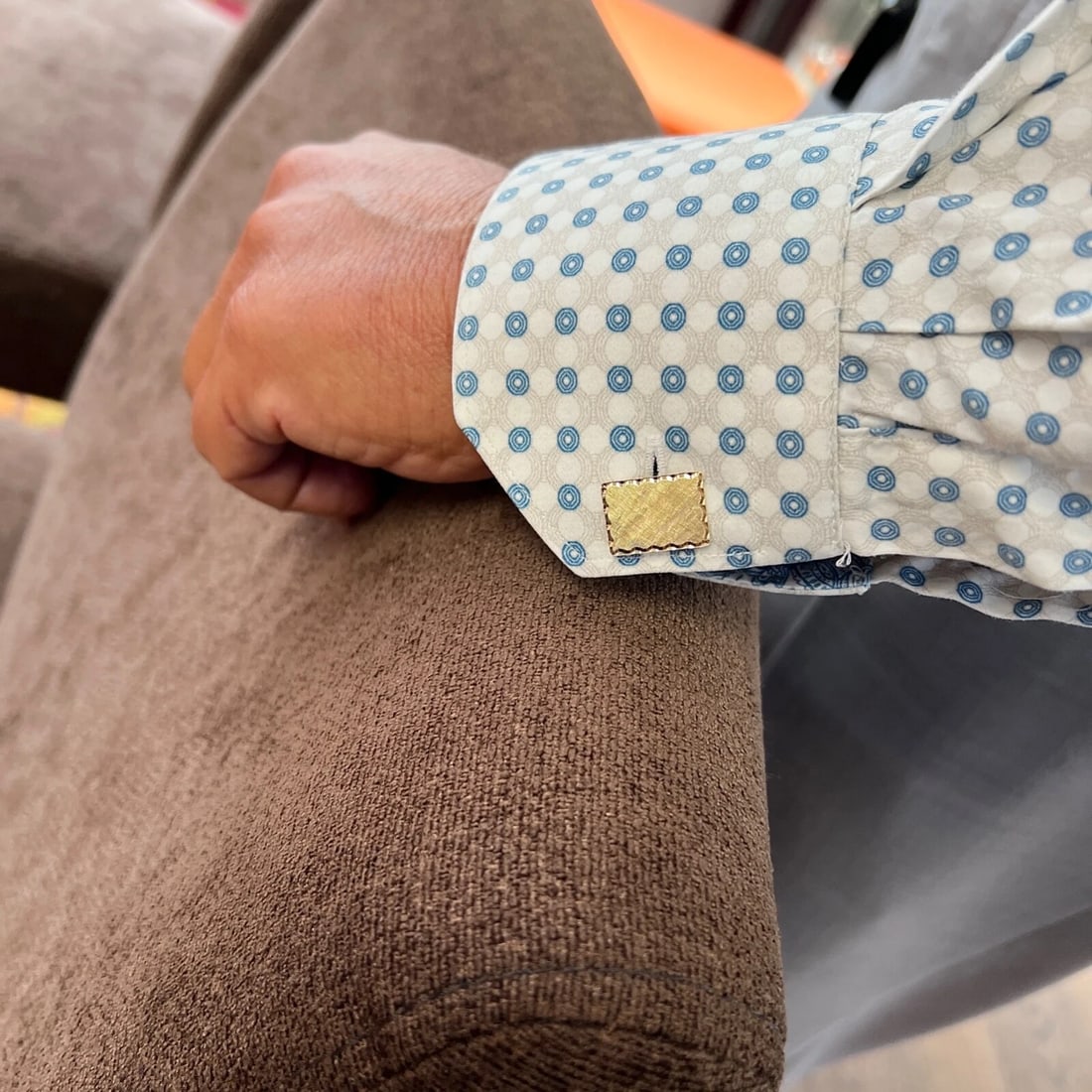 Vintage 1970's Textured Rectangle Cufflinks 14K Yellow Gold, 6.48 Gr - 6