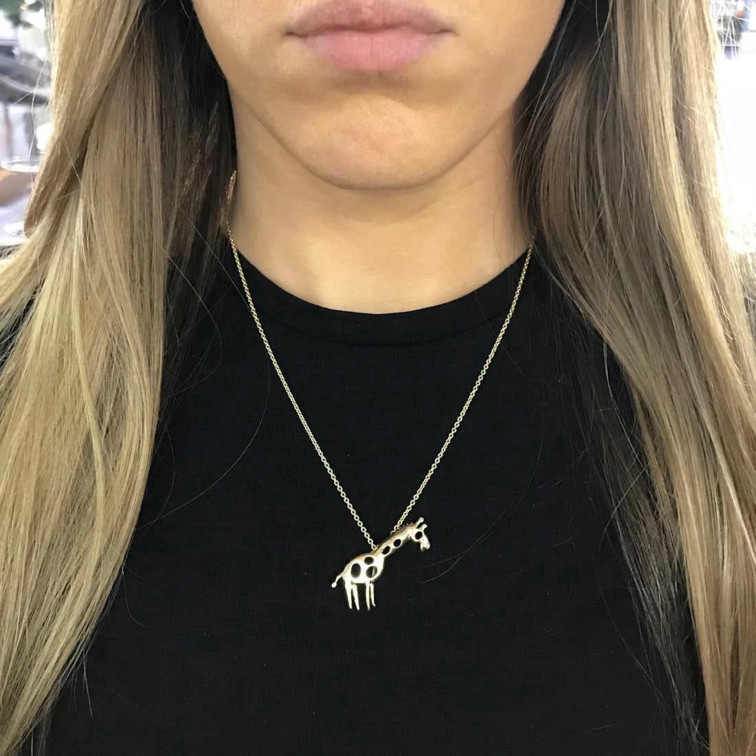 Vintage Giraffe Animal Necklace Pendant 12K Yellow Gold, 3.77 Grams - 5