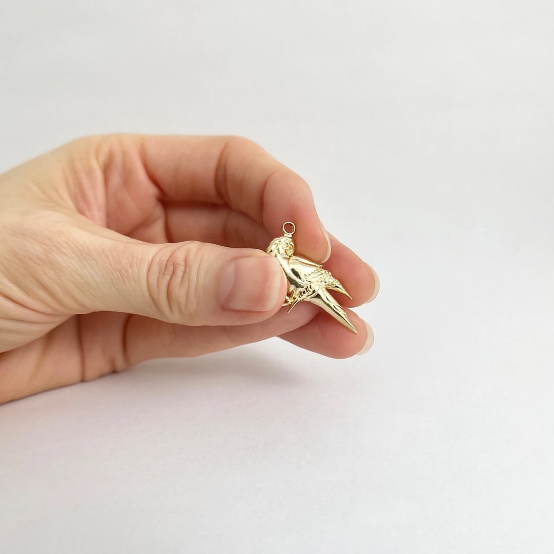 Vintage Parrot Bird Necklace Pendant Bracelet Charm 14K Yellow Gold, 1.59 Grams - 4