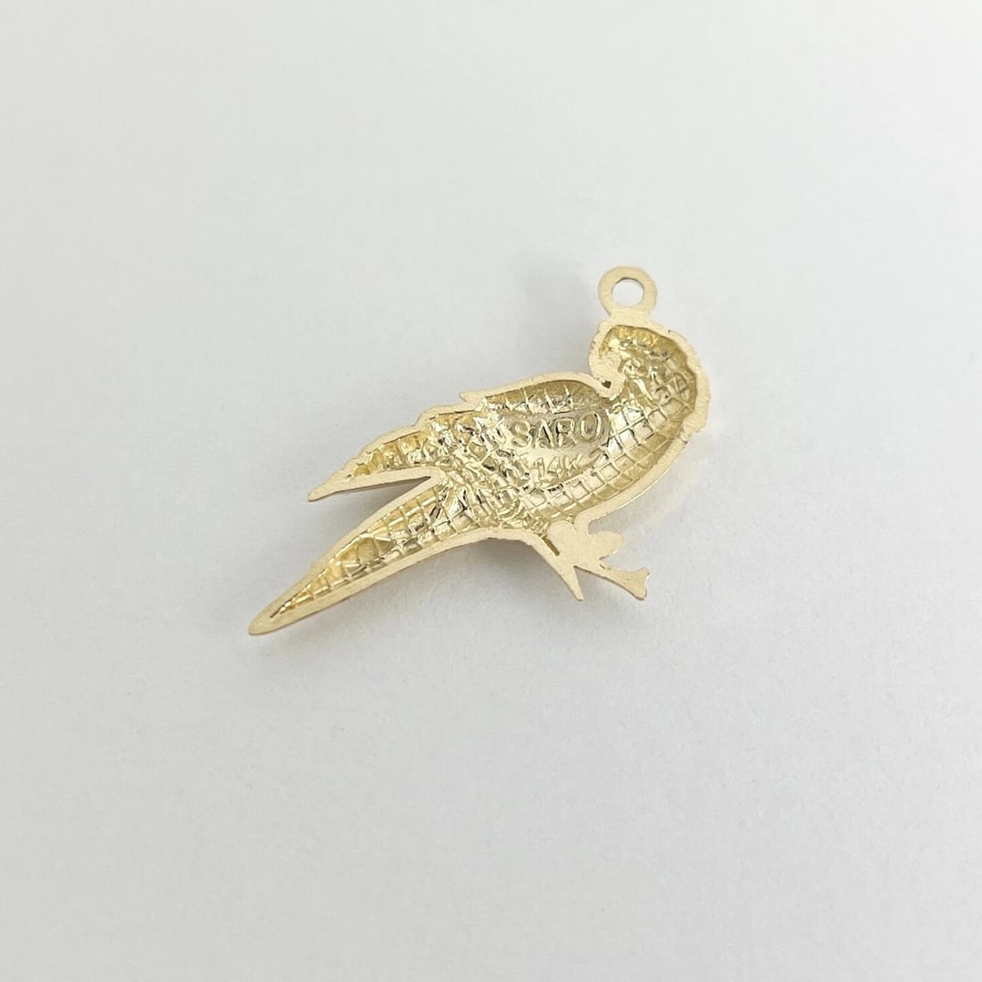 Vintage Parrot Bird Necklace Pendant Bracelet Charm 14K Yellow Gold, 1.59 Grams - 7