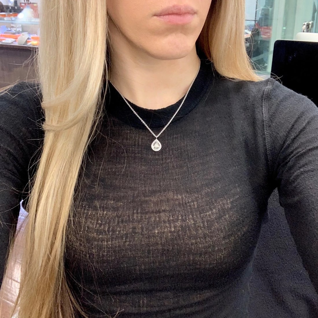 Antique Rose Cut Diamond Teardrop Halo Pendant Necklace 14K White Gold 4.87 Gr - 5