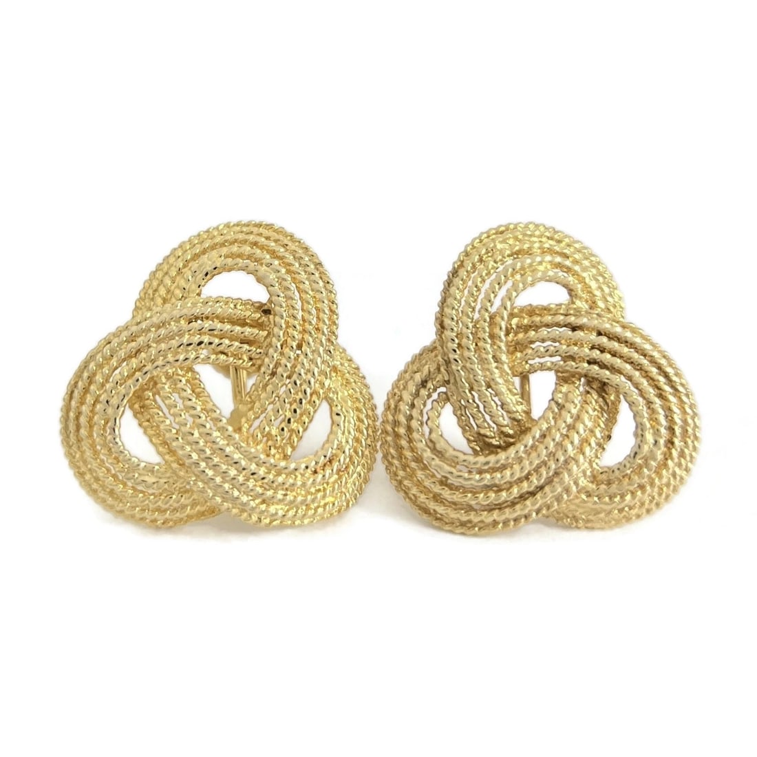 Vintage 1940's Woven Knot Drop Stud Earrings 14K Yellow Gold Screw Back, 8.87 Gr - 2