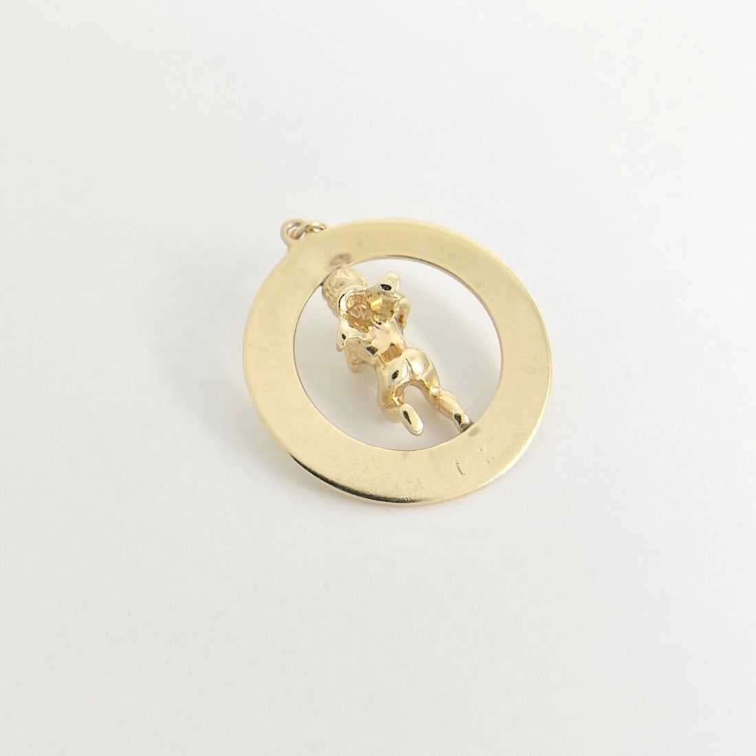 Vintage Cupid Cherub Pearl Necklace Pendant Charm 14K Yellow Gold, 6.56 Grams - 7