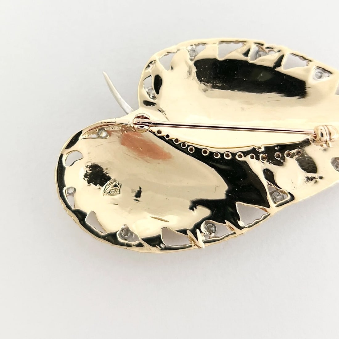 Vintage 1950's Diamond Leaf Brooch Pin 14K Yellow Gold, 12.16 Grams - 8