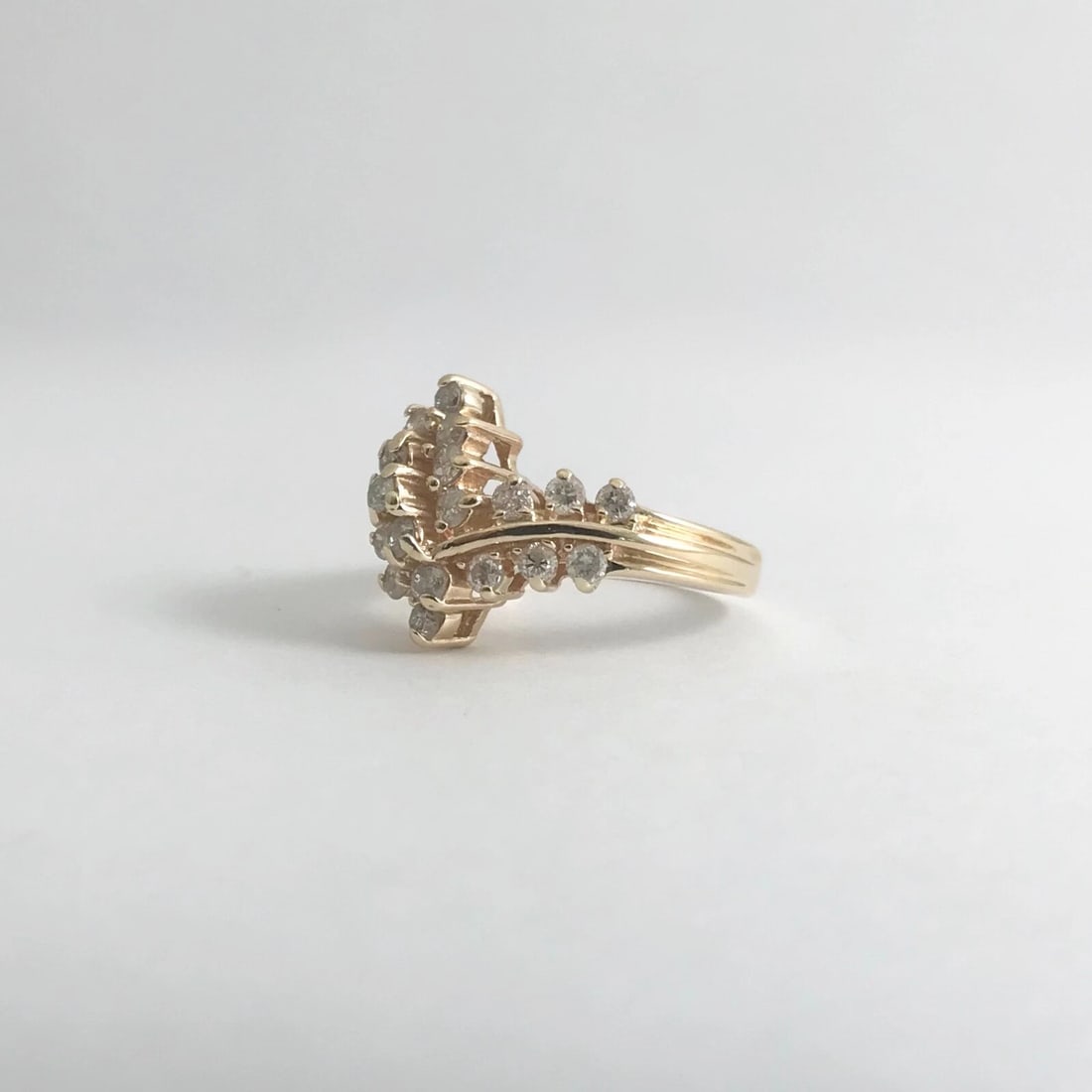 Vintage Diamond Zigzag Cluster Cocktail Ring 14K Yellow Gold, .65 CTW, 5.10 Gram - 12