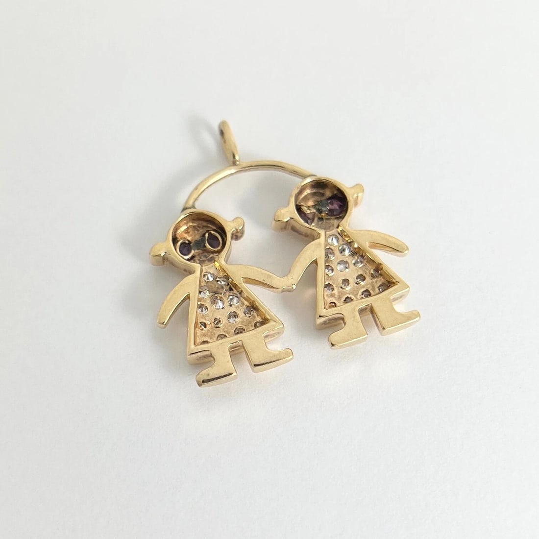 Vintage Diamond Gemstone Birthstone Girl Child Pendant 14K Yellow Gold 5.52 Gram - 5