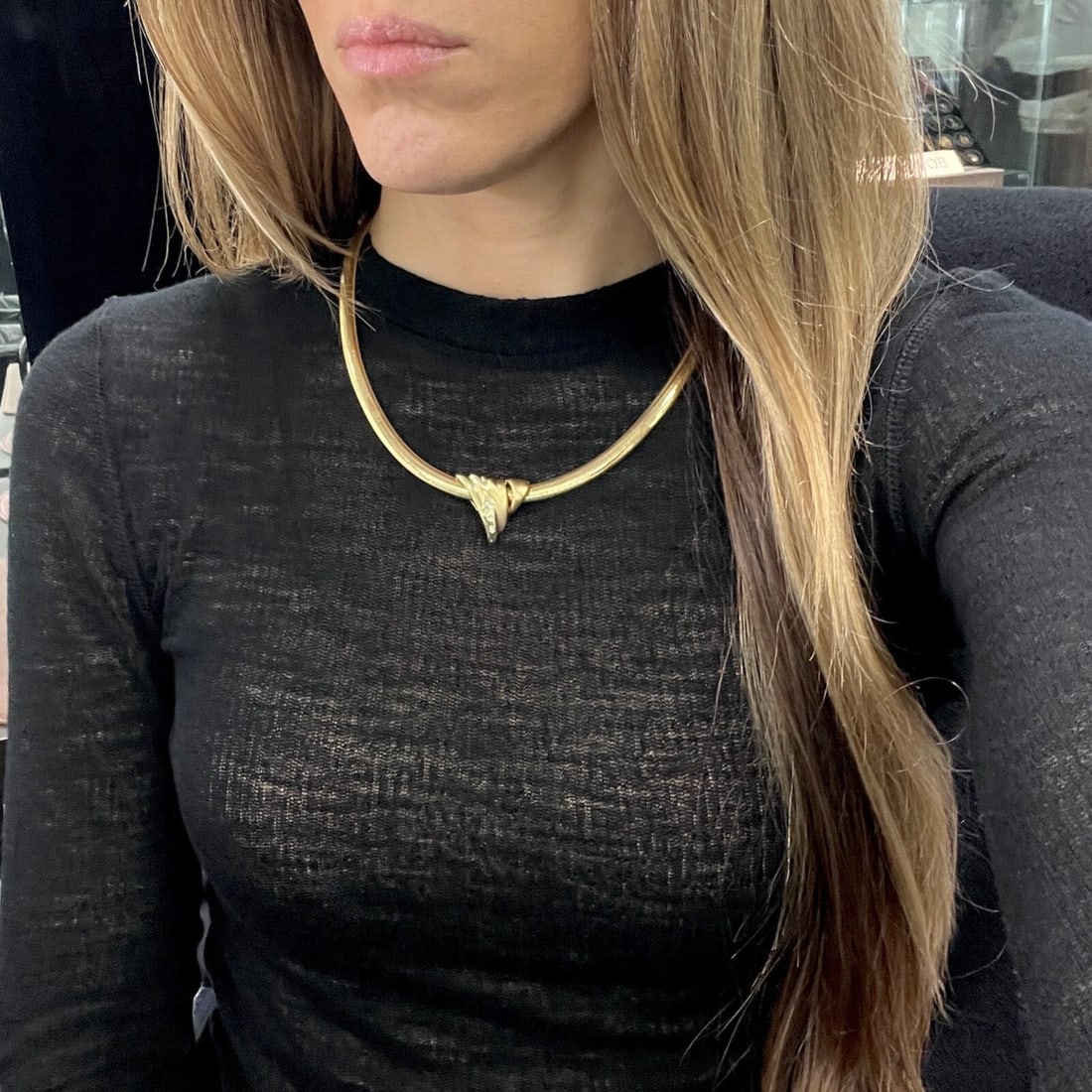 Vintage Diamond Matte Triangle Necklace Pendant 14K Yellow Gold, 8.91 Grams - 4