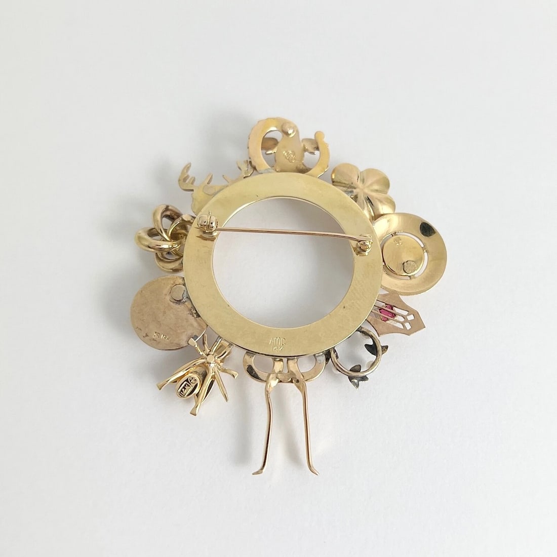 Vintage Hodgepodge Collection Gemstone Pearl Brooch 14K Yellow Gold, 13.66 Gr - 8