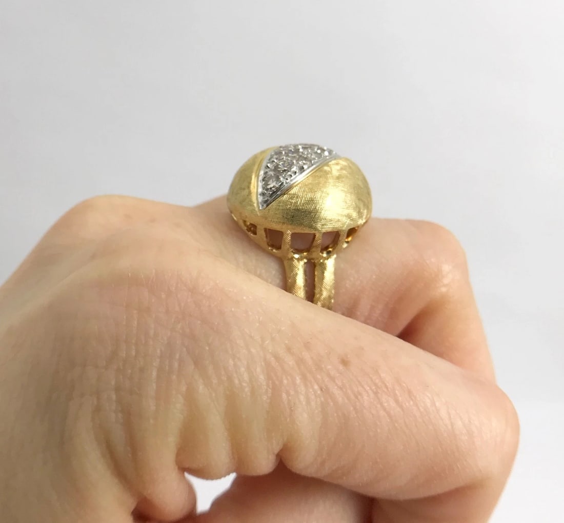 Vintage 1960's Diamond Dome Cocktail Ring 18K Yellow Gold, .40 CTW, 14.27 Grams - 7