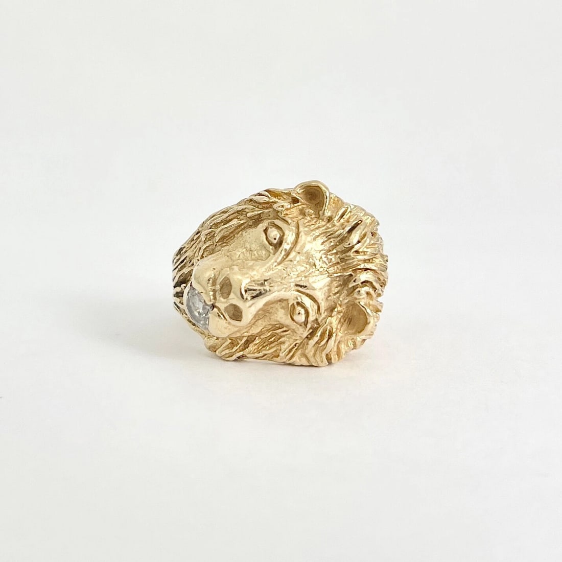 Vintage 1940's 1950's Diamond Lion Head Ring 14K Yellow Gold, 20.01 Grams - 9