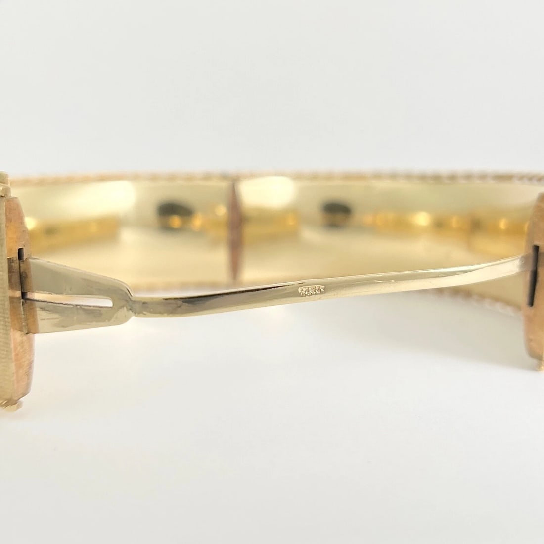 Vintage 1950's Wide Etched Rope Edge Bangle Bracelet 14K Yellow Gold, 34.66 Gram - 12