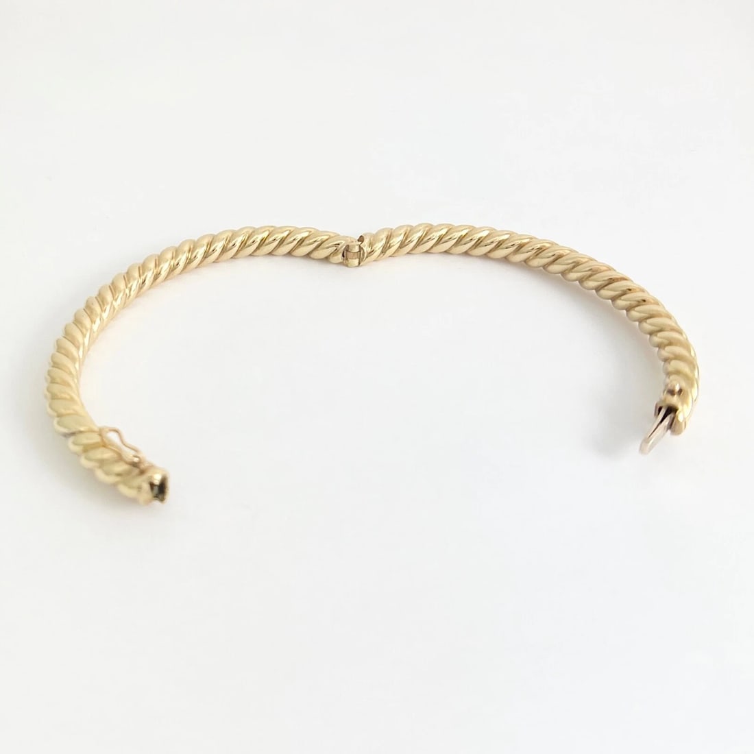Vintage Italian Twisted Rope Bangle Bracelet 14K Yellow Gold, 32.36 Grams - 9