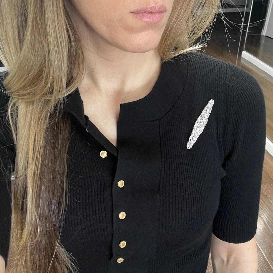 Antique Edwardian Long Filigree Diamond Brooch Pin Platinum, 10.23 Grams - 6