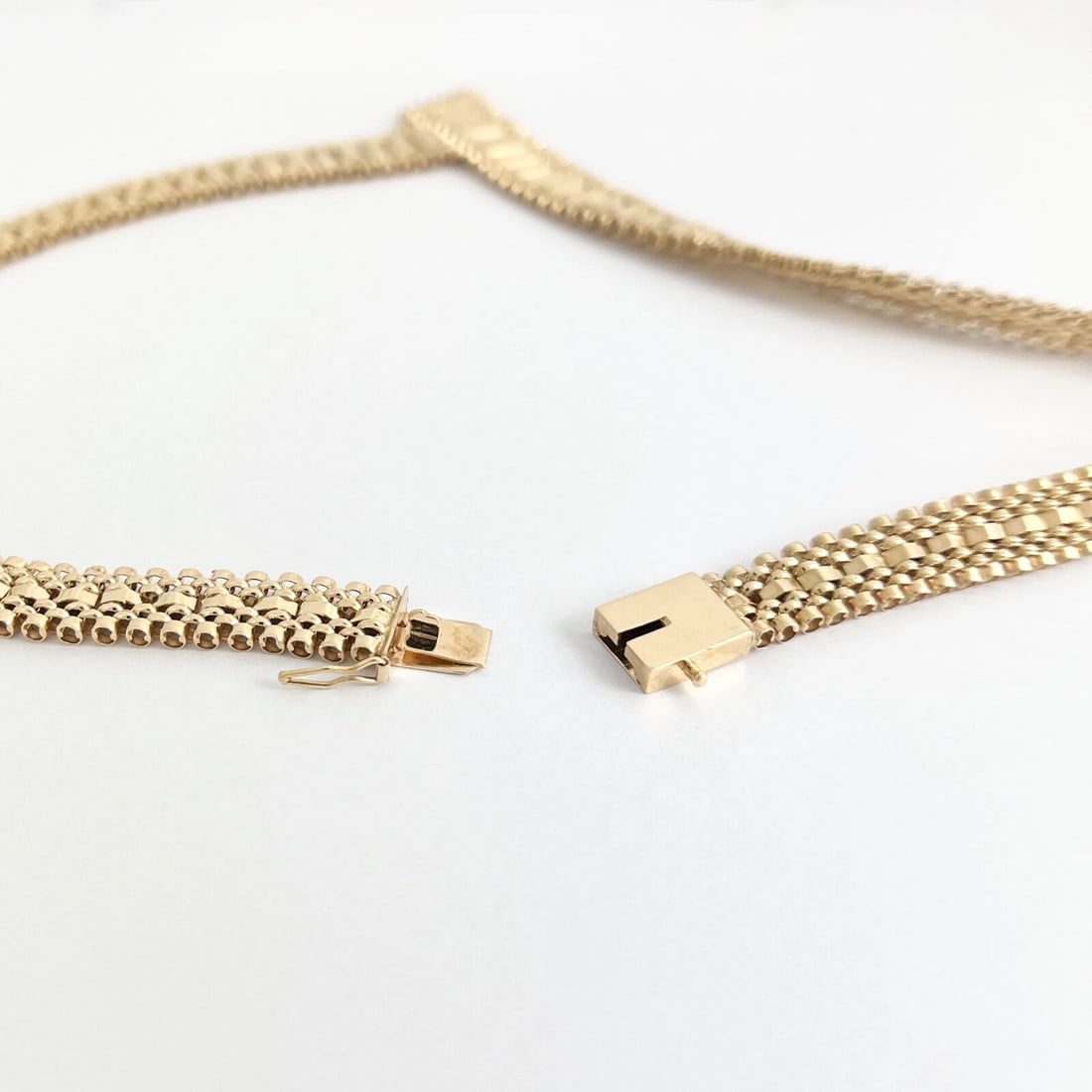 Vintage Diamond Fancy Link Chevron Necklace 14K Yellow Gold 28.50 Gr - 6