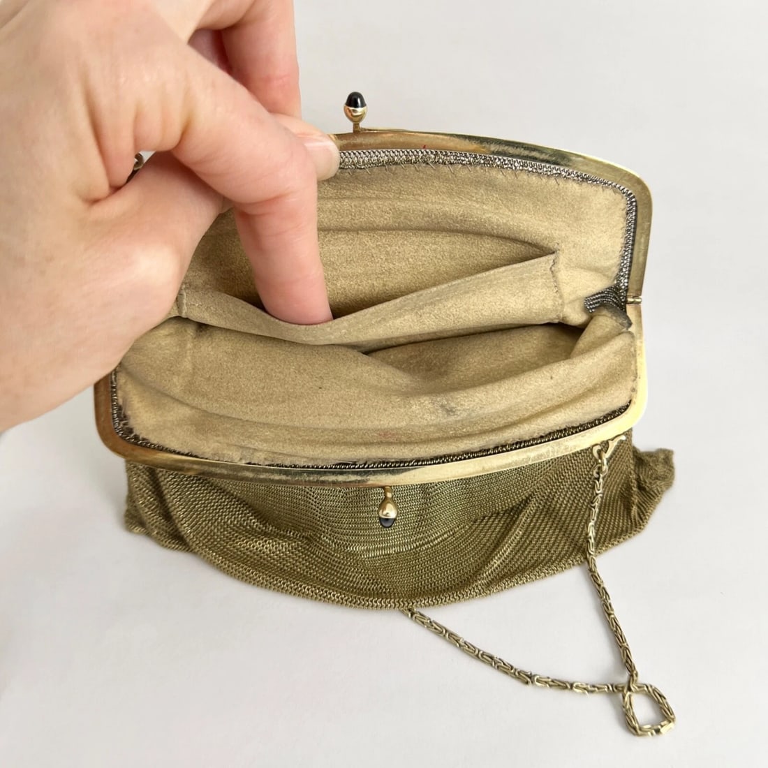 Antique Art Nouveau Mesh Chain Sapphire Purse 14K Yellow Gold, 157.34 Grams - 5