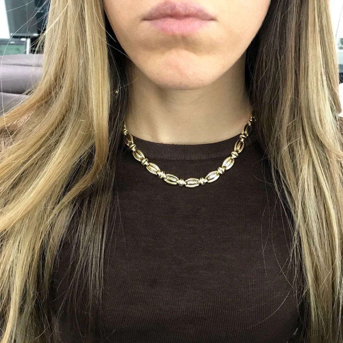 Vintage Italian Oval Chain Link Necklace 14K Yellow Gold, 16.5 Inches, 27.37 Gr - 4
