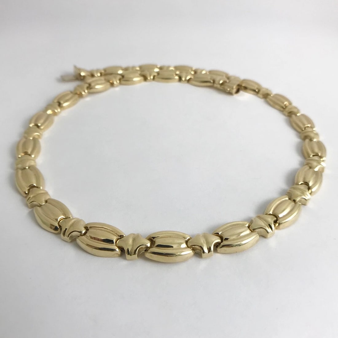 Vintage Italian Oval Chain Link Necklace 14K Yellow Gold, 16.5 Inches, 27.37 Gr - 8