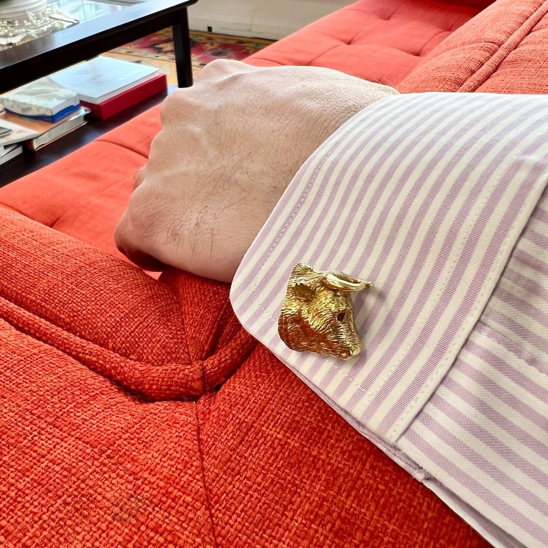 Vintage Bull Bear Ruby Sapphire Animal Cufflinks 18K 14K Yellow Gold, 26.39 Gram - 14