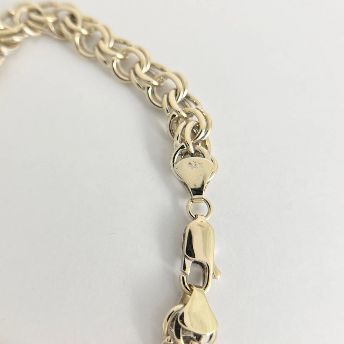 Vintage 1950's Charm Chain Link Bracelet 14K Yellow Gold, 8 Inches, 20.86 Grams - 7