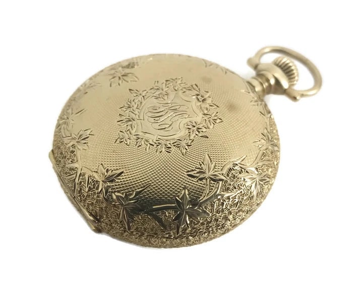 Antique Waltham Ornate Pocket Watch 14K Yellow Gold, 1900-1910, 35 mm, 38.8 Gram - 2