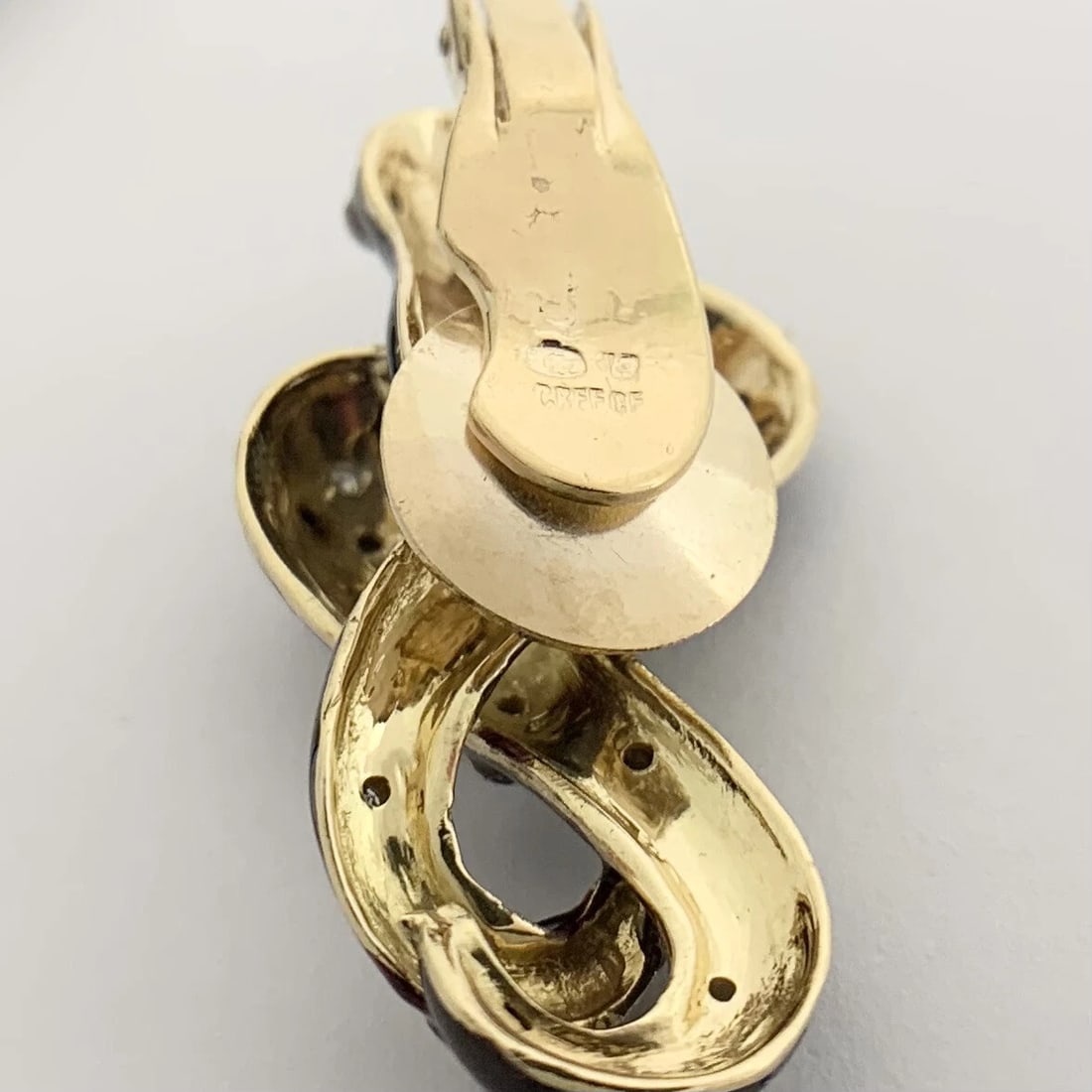 Vintage 1950's Red Enamel Diamond Drop Earrings 18K Yellow Gold 20.18 Grams - 9