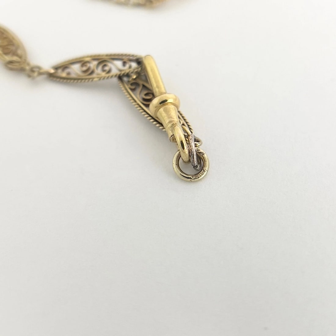 Antique Victorian Long Filigree Guard Chain Necklace 21K Yellow Gold, 39.06 Gram - 9